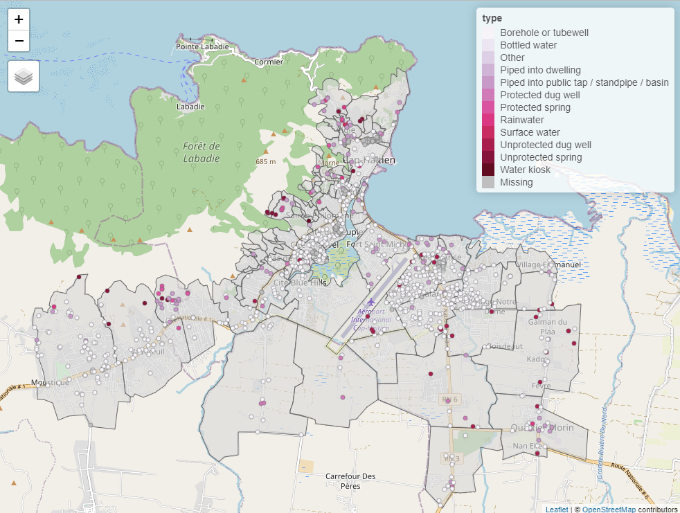 Screenshot of the an interactive map with OpenStreetMap layer.