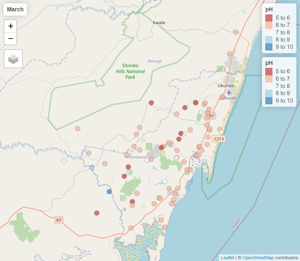 Screenshot of an interactive map with OpenStreetMap layer.