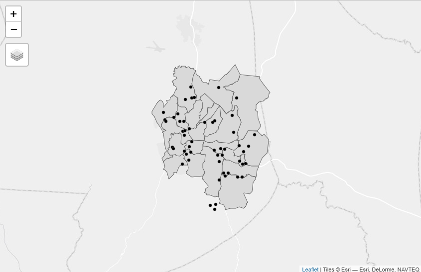 Locations of the publically accessable waste skips in Blantyre, Malawi.